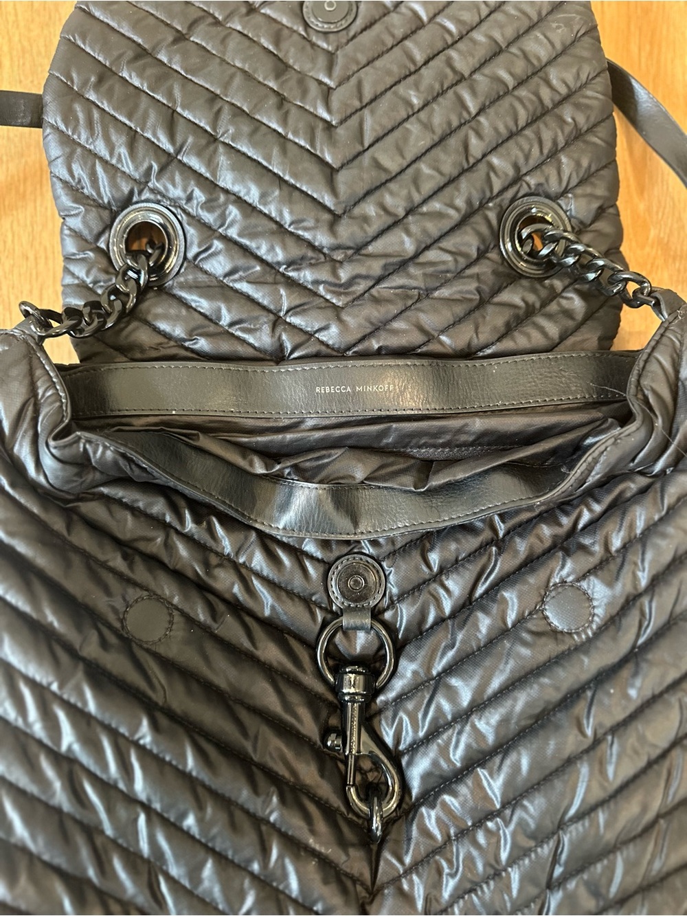 Rebecca Minkoff Black Quilted Nylon Convertible Backpack - Picture 3 of 6